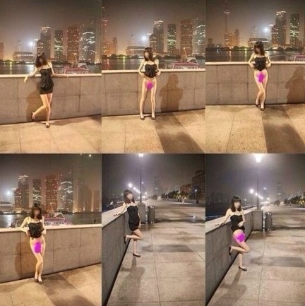 上海闹市裸拍女3