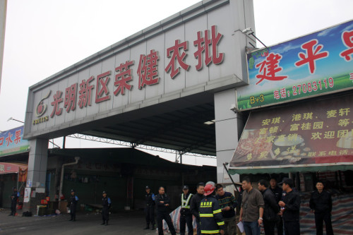 这是12月11日拍摄的发生火灾的菜市场