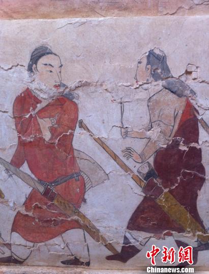 所绘人物大部为站立的武士形象