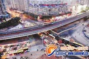 昨日傍晚，吕厝跨线桥下车流滚滚