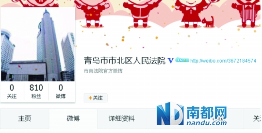 青岛市南区法院微博暗换昵称1