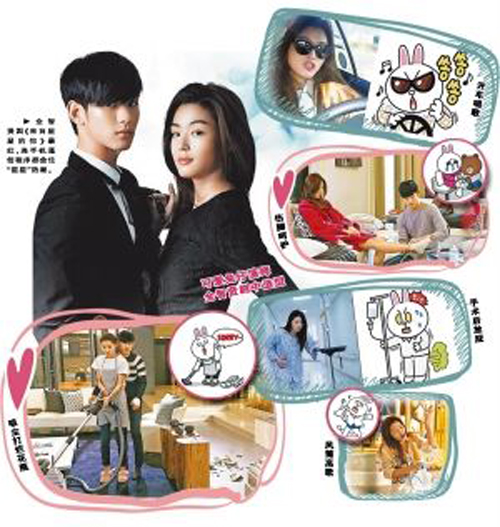 来自星星的你全智贤化身千颂伊唇彩贴纸造型掀