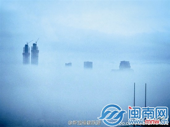 雾在城中行厦门成“仙境” 网友赞“美惨了”