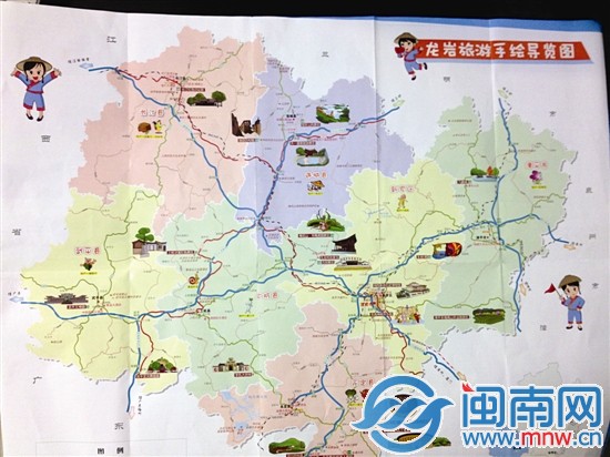 龙岩"卡通版"旅游地图出炉 涵盖吃住等便民信息-闽南网图片