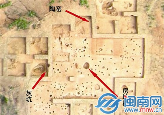 馒头山建筑群遗址,有居住、做饭、烧陶多个区