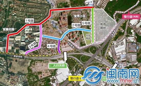 东海立交慢行系统规划方案示意图（长旺制图）