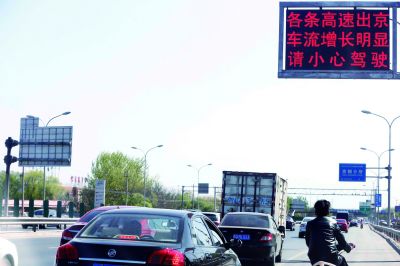 京哈高速出京方向车流密集