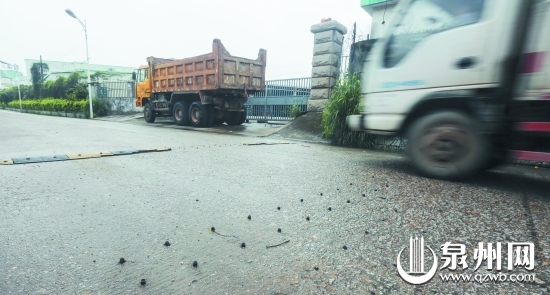 一些减速带已被大型车辆碾坏