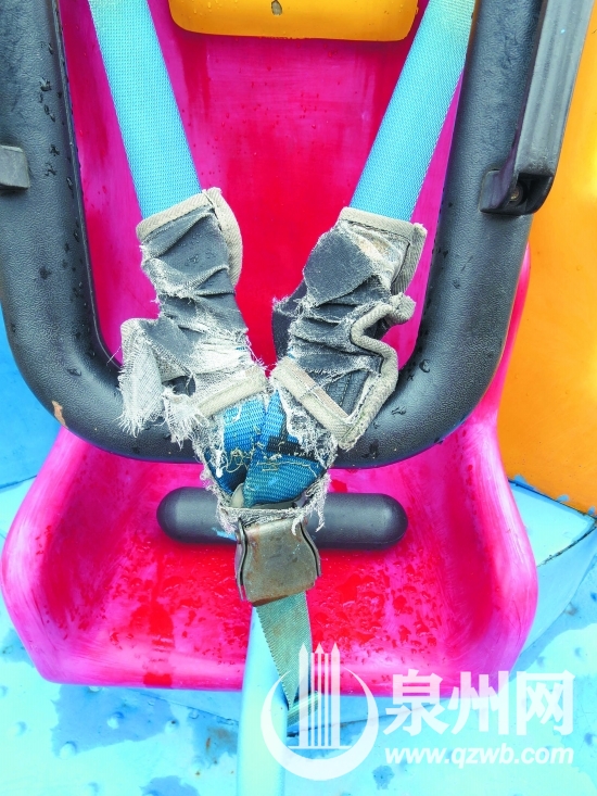 江滨体育公园的部分安全带磨损老化