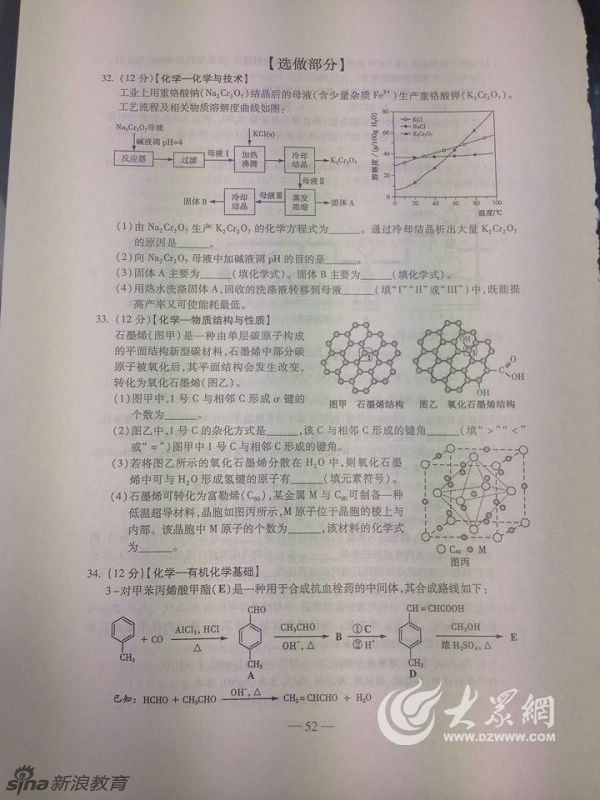 2014年山东高考理科综合试题及答案发布10