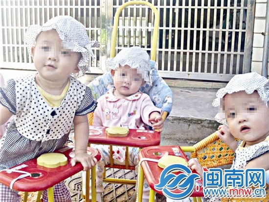 可爱的三胞胎姐妹，左边那个就是小雨薇