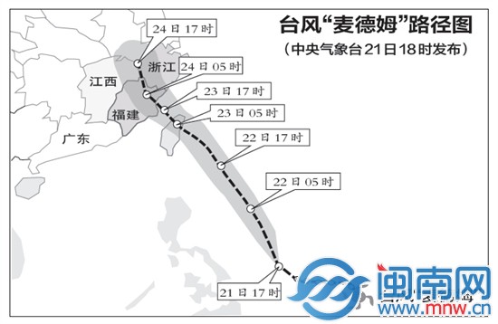 台风“麦德姆”路径图（中央气象台21日18时发布）